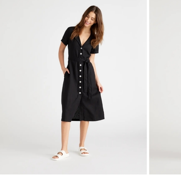 New Quince Linen Dress in Black - Picture 3 of 9